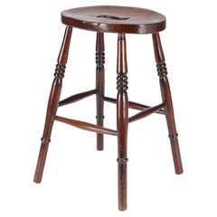 English elm pub stool, c. 1820-40
