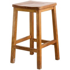 Used English Elm School Lab Stools, circa 1950s