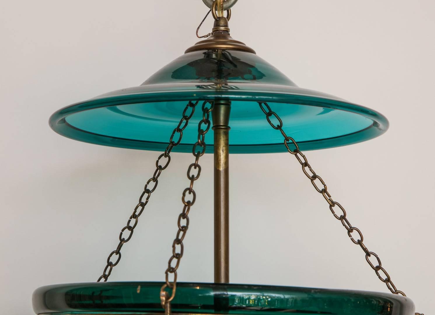 George I English Emerald Green Hanging Bell Jar Lantern