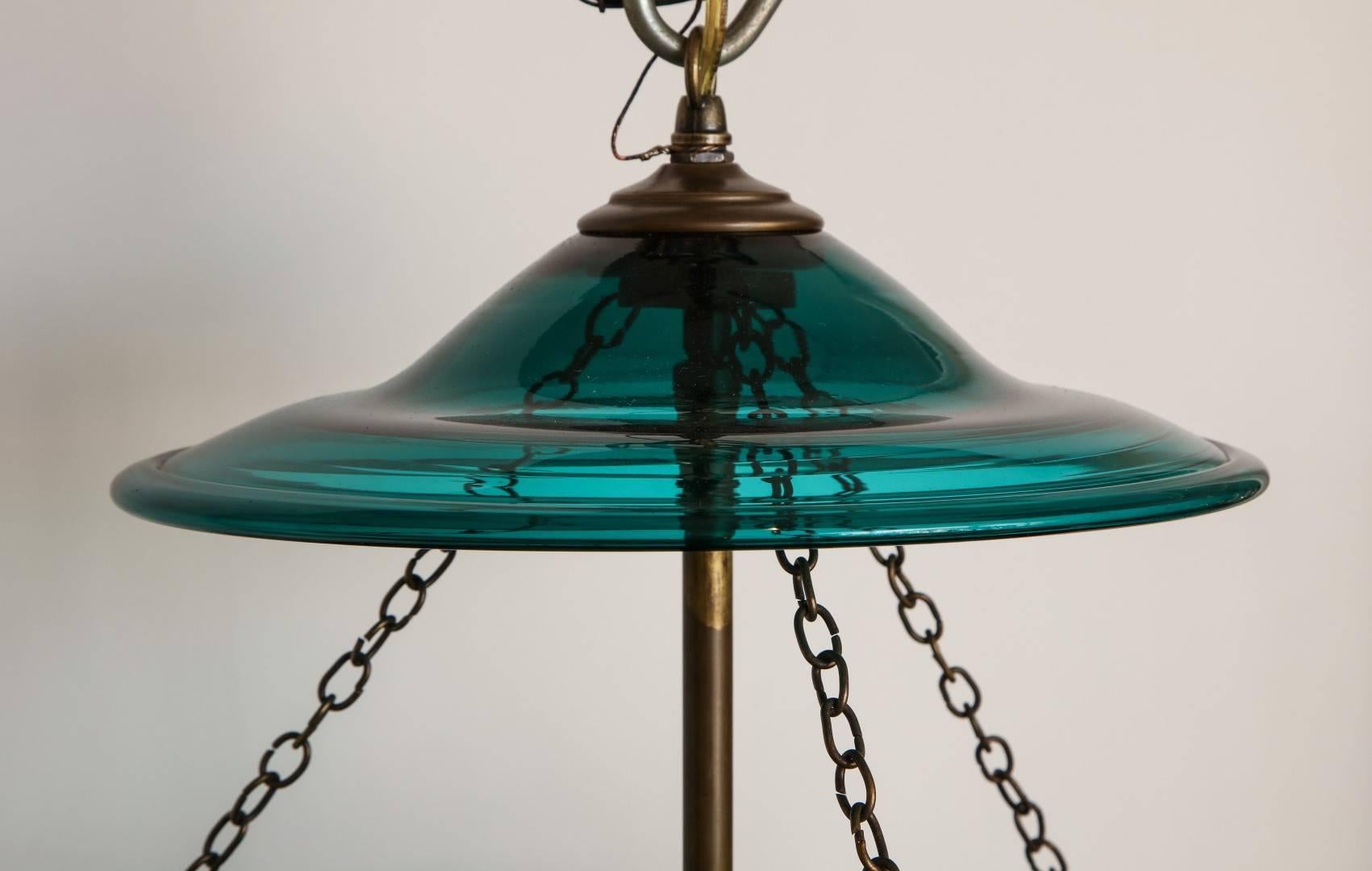 English Emerald Green Hanging Bell Jar Lantern 1