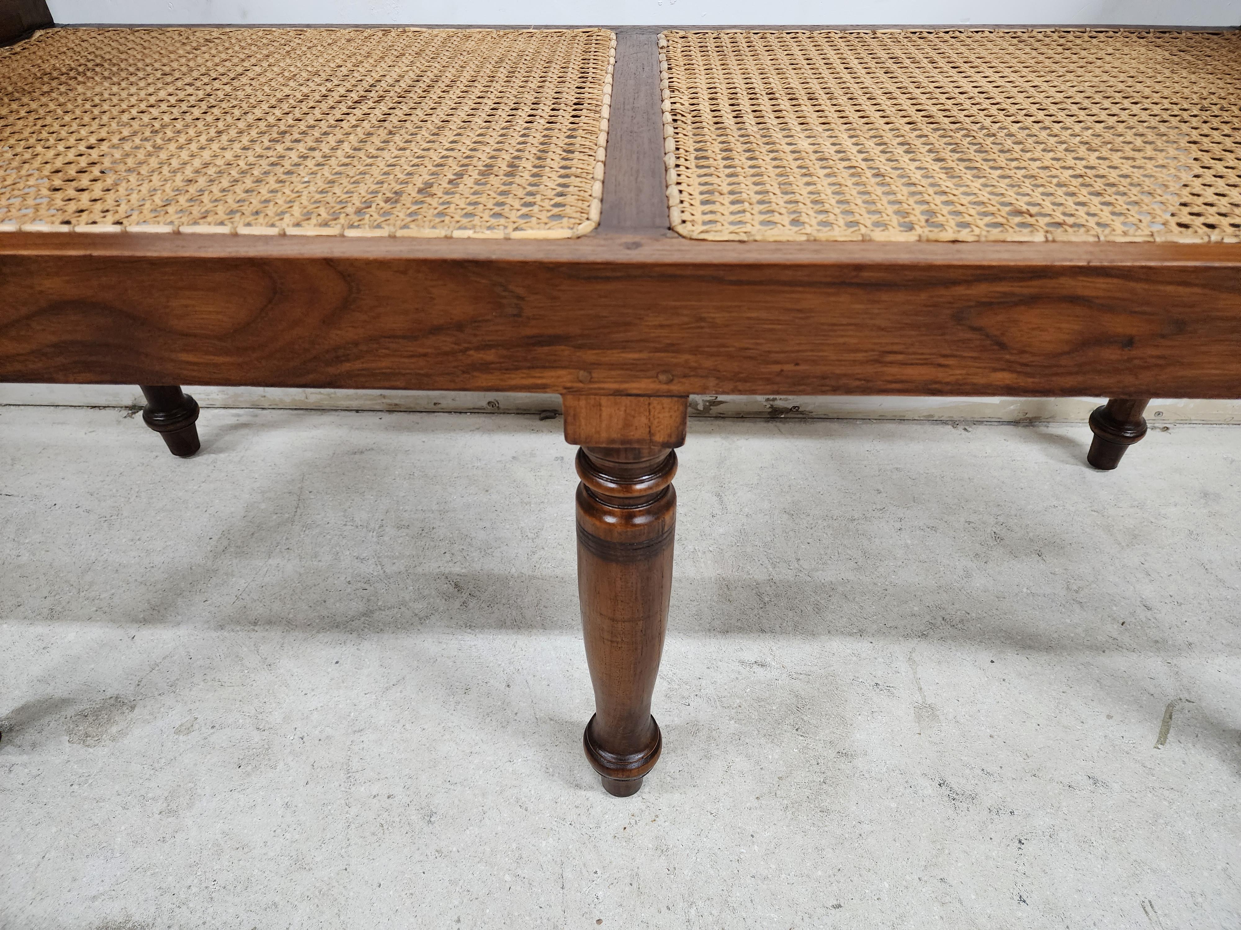 English Empire Bench Scroll Arm Caned Seat 6