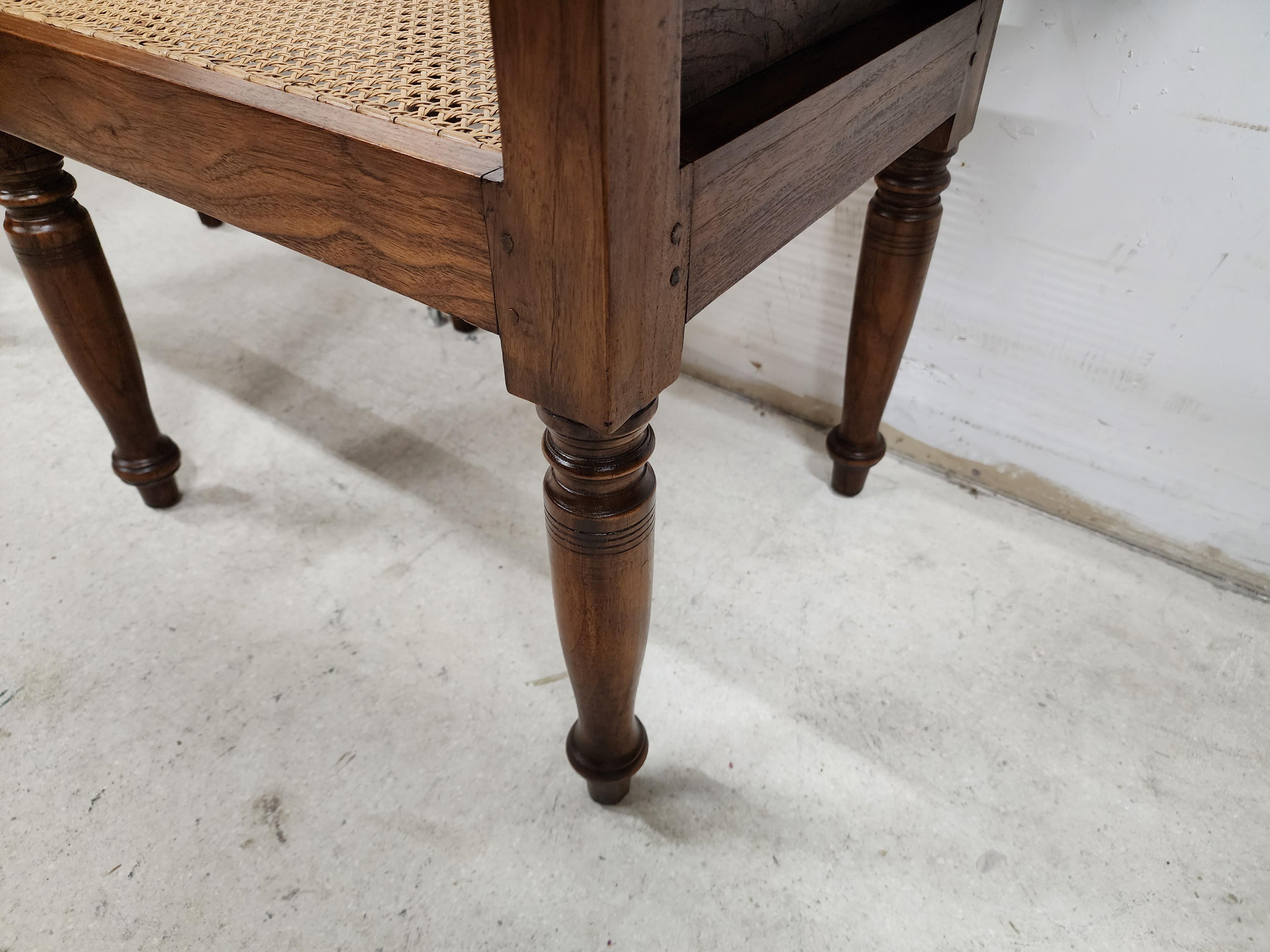 English Empire Bench Scroll Arm Caned Seat 8