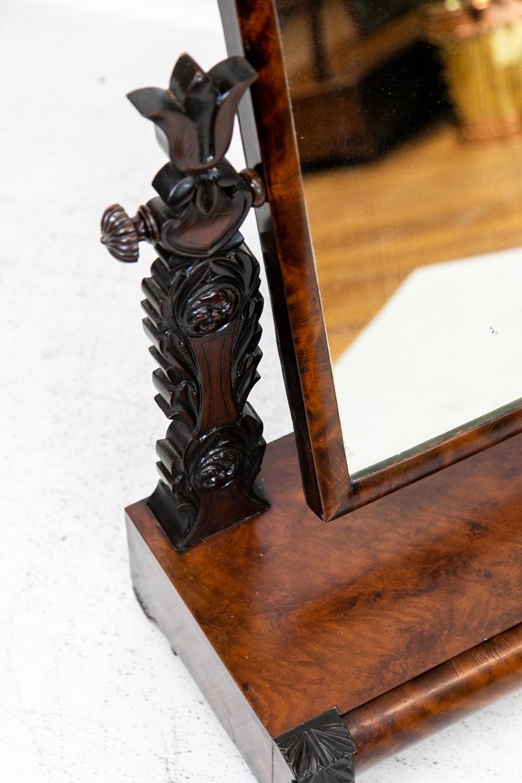 Hand-Carved English Empire Dressing Mirror For Sale