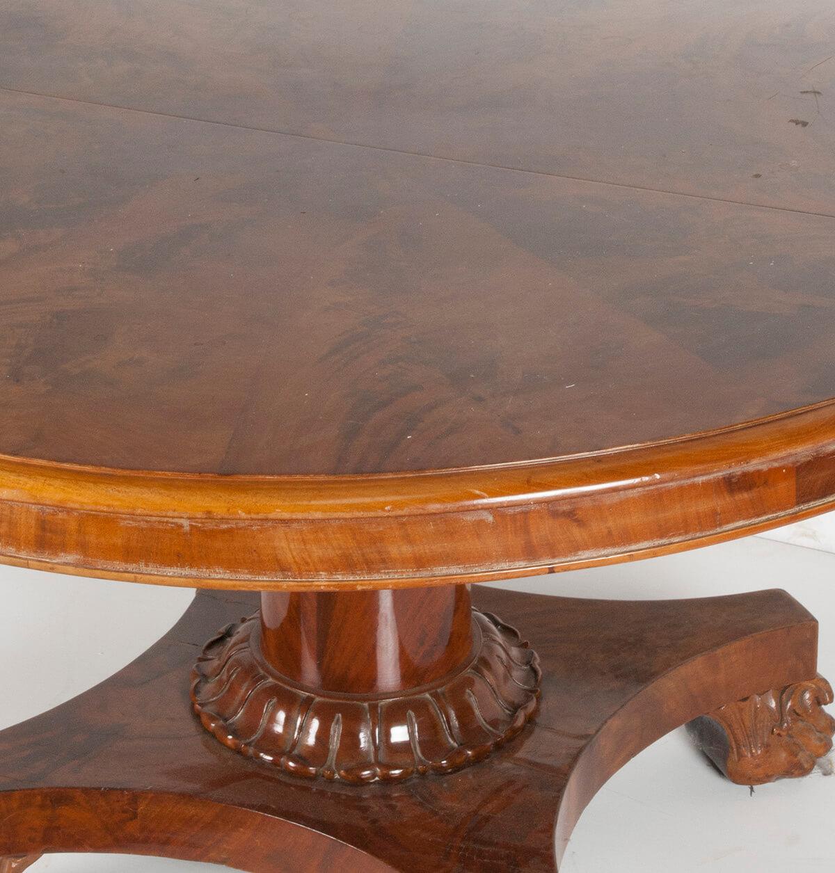 English Empire Style Mahogany Pedestal Dining Table For Sale 3