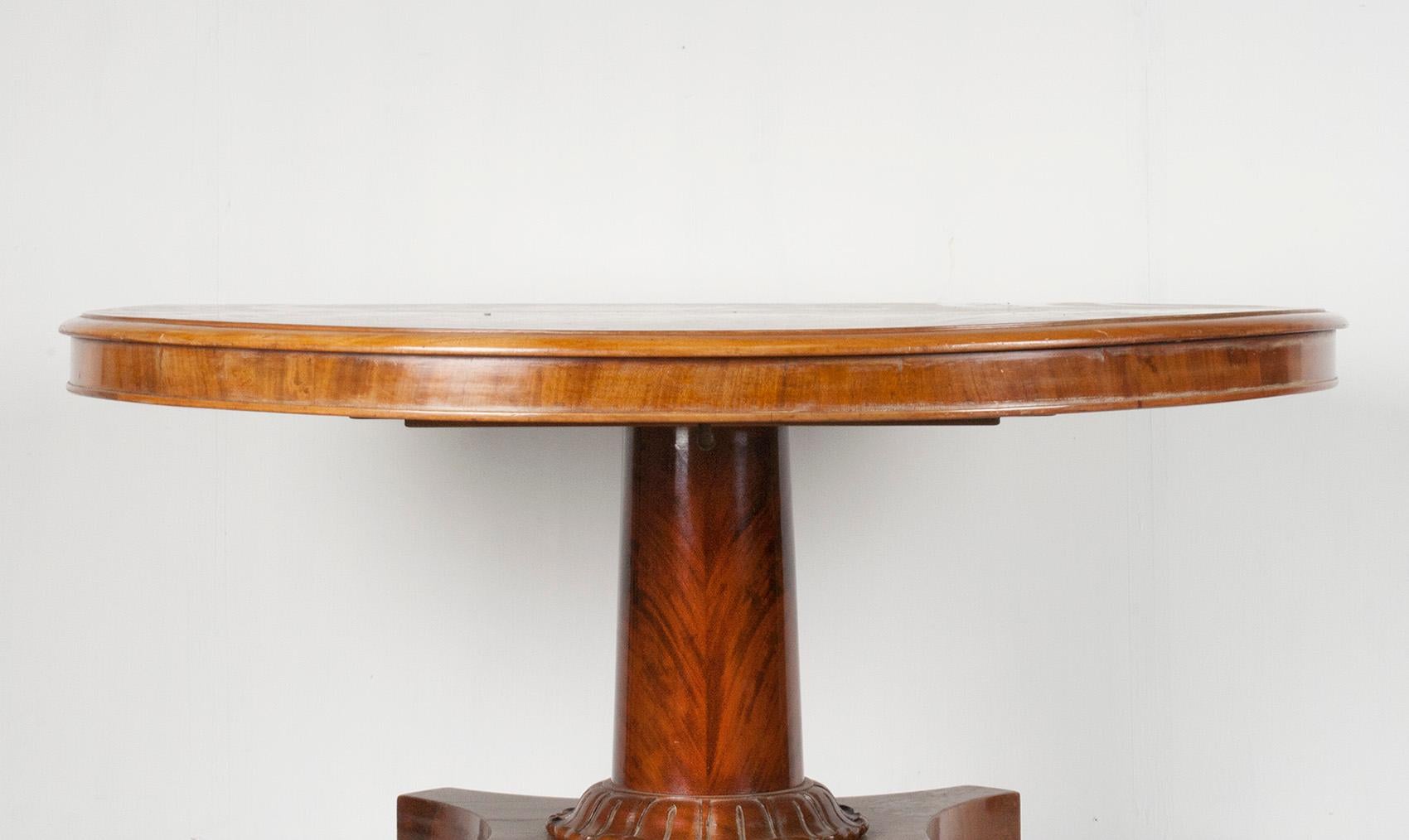 English Empire Style Mahogany Pedestal Dining Table For Sale 11