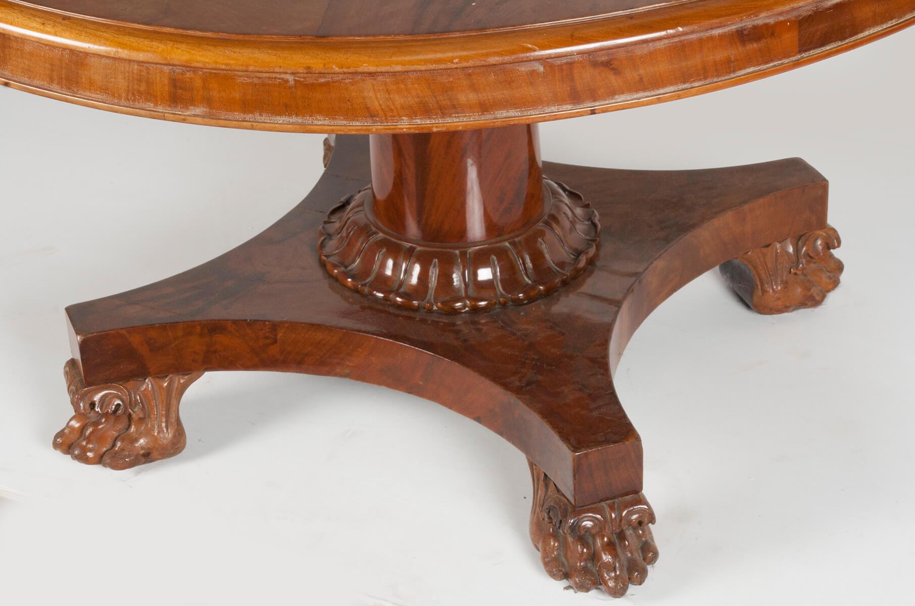 English Empire Style Mahogany Pedestal Dining Table For Sale 2