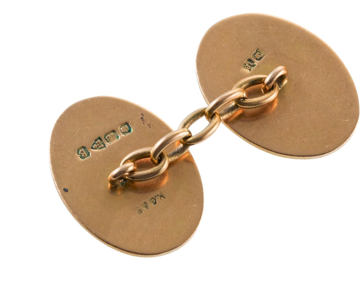 English Enamel Gold Road to Ruins Gambling Cufflinks In Excellent Condition For Sale In New York, NY
