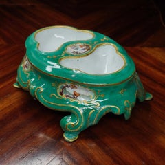 English Enamel Table Salt, Rococo Form with Landscape Panels, circa 1770