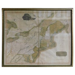 English Engraved Hand Colored Map of the North Eastern United States, circa 1817