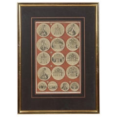 English engraving of Medals associated with King William III and Queen Mary