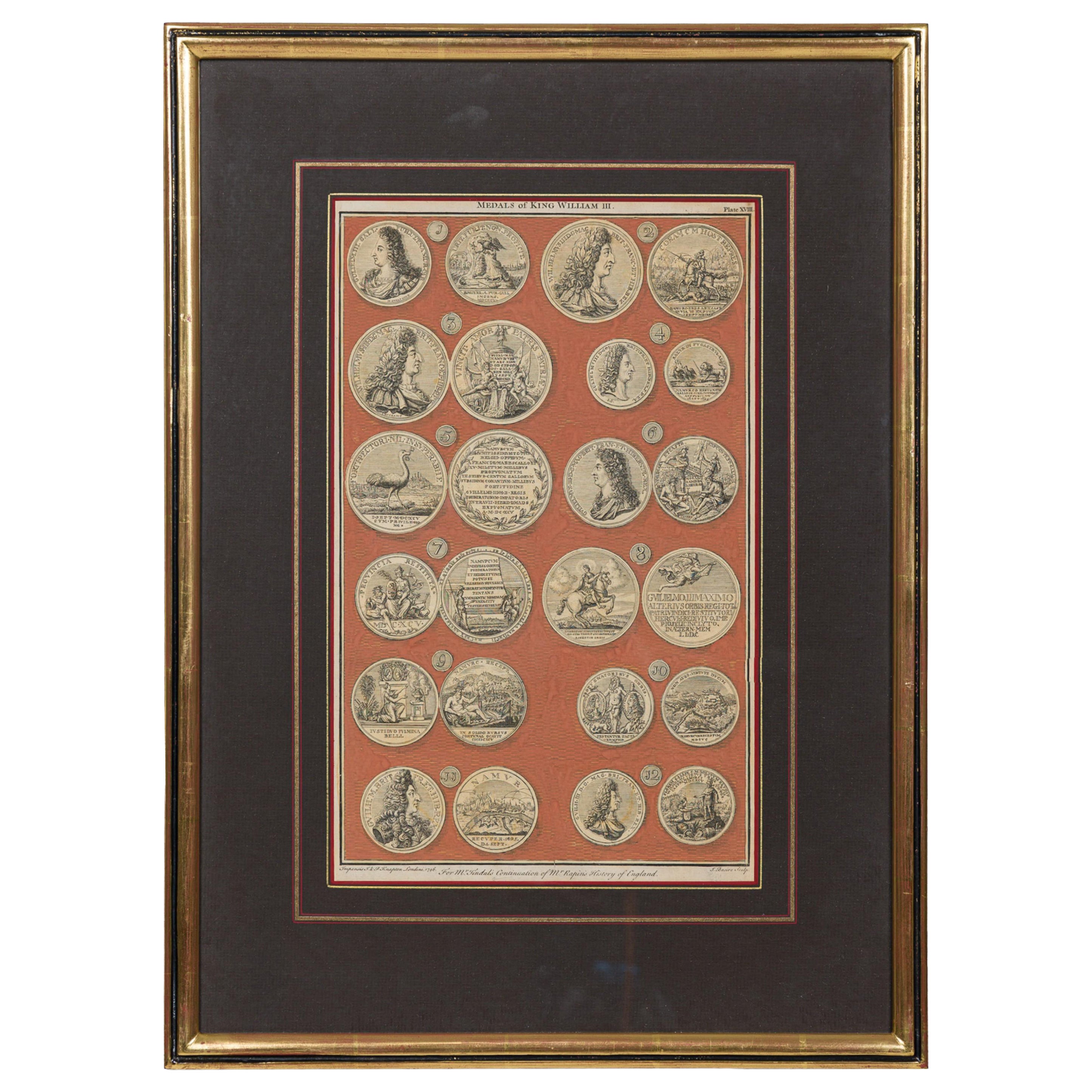 English engraving of Medals associated with King William III