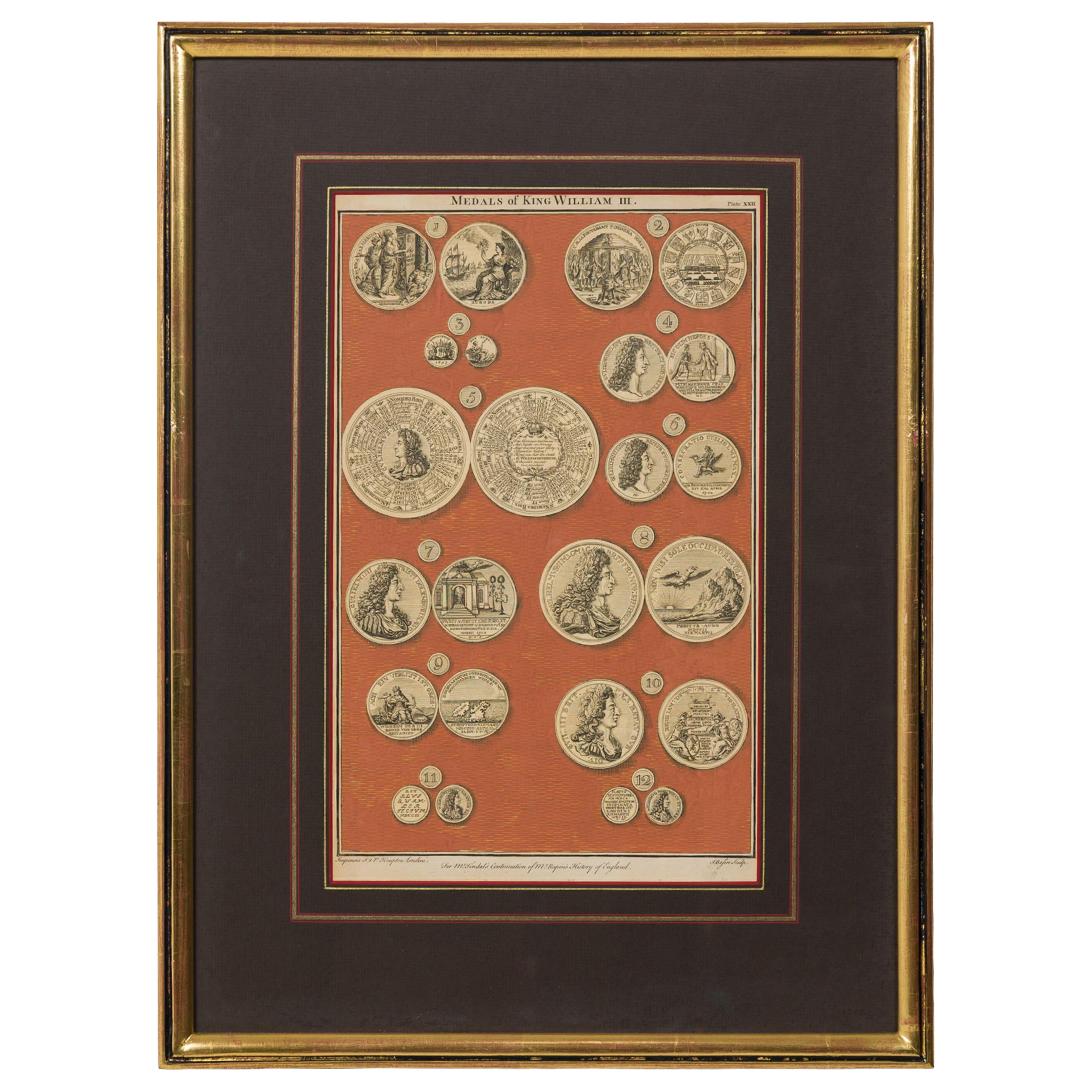 English engraving of Medals associated with King William III