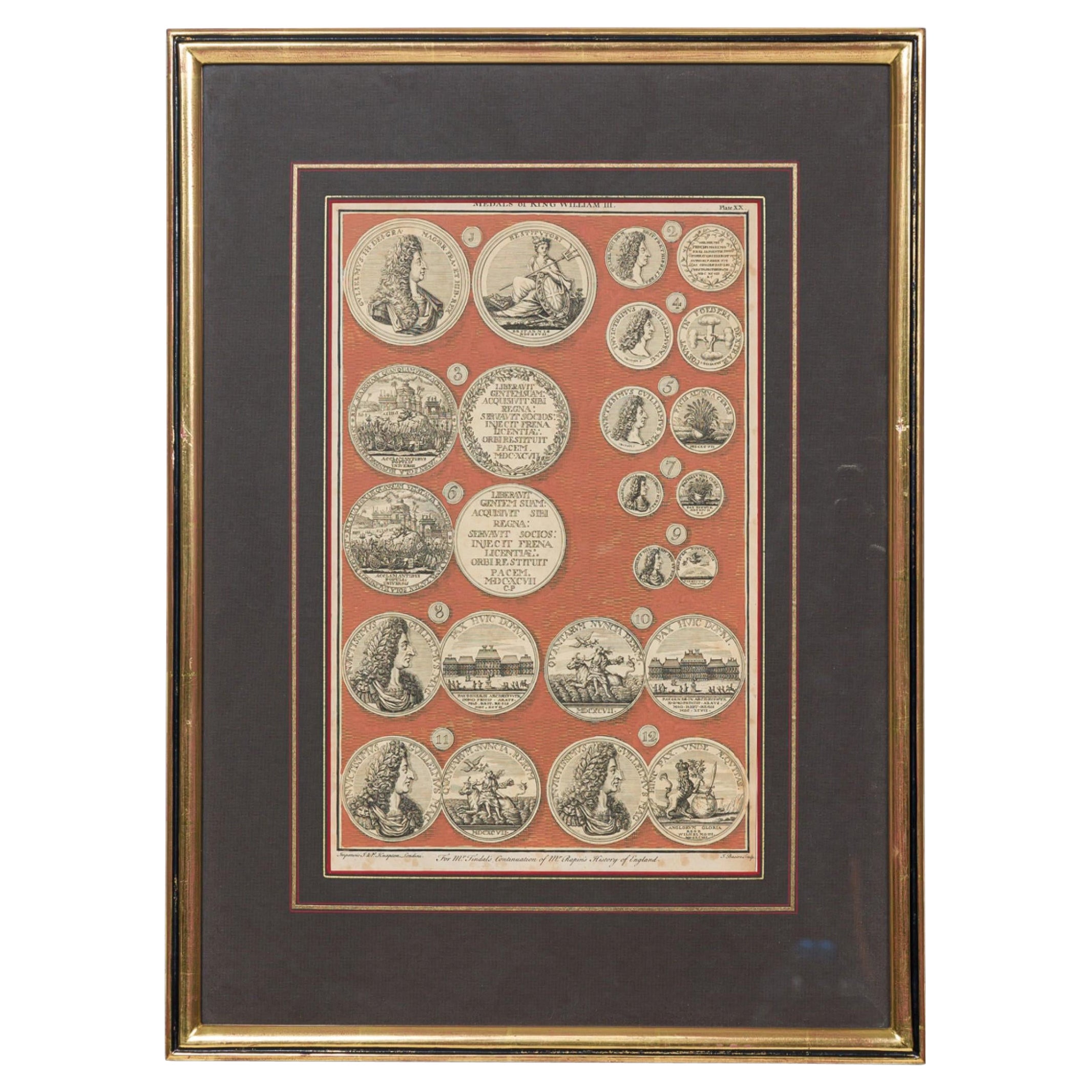 English engraving of Medals associated with King William III