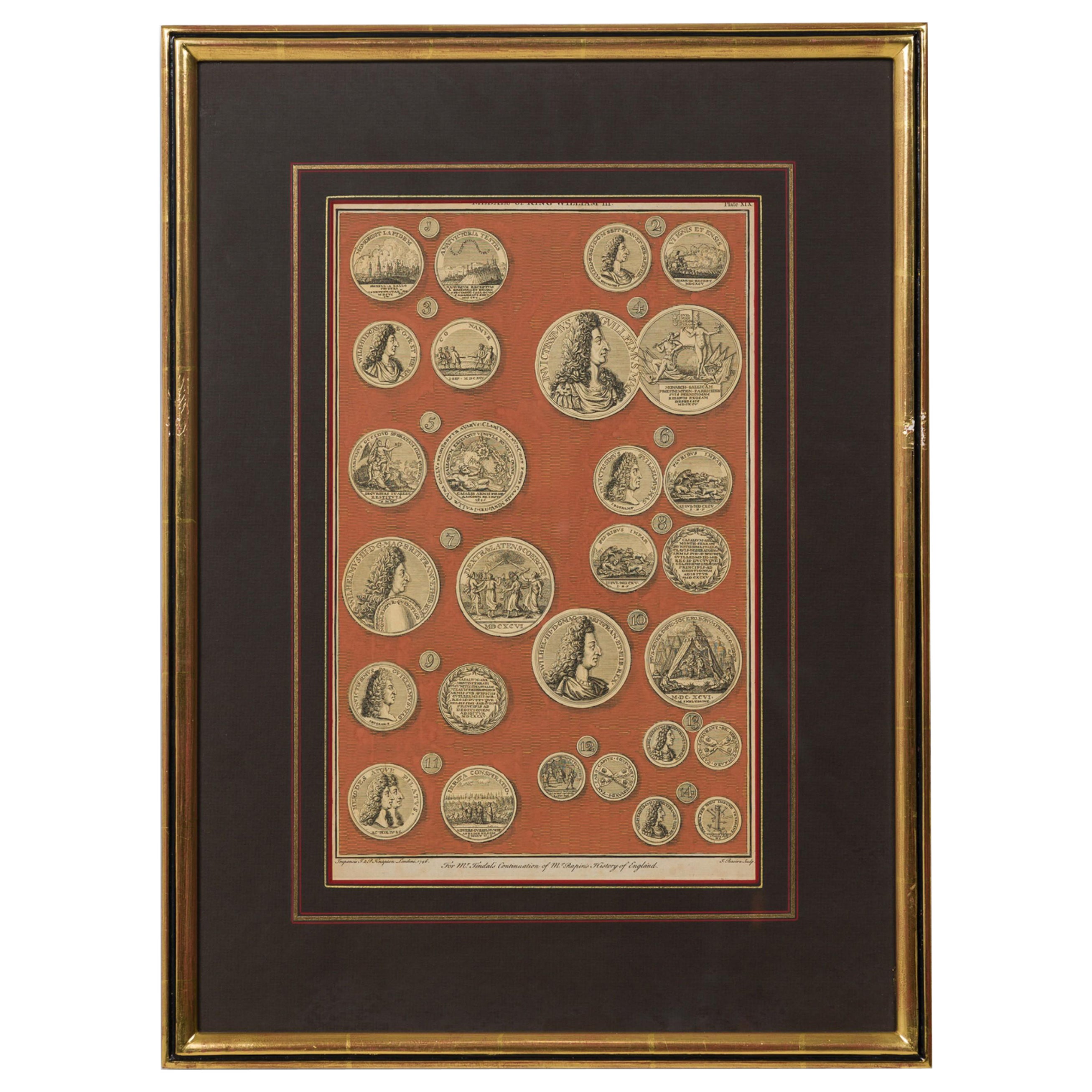 English engraving of Medals associated with King William III