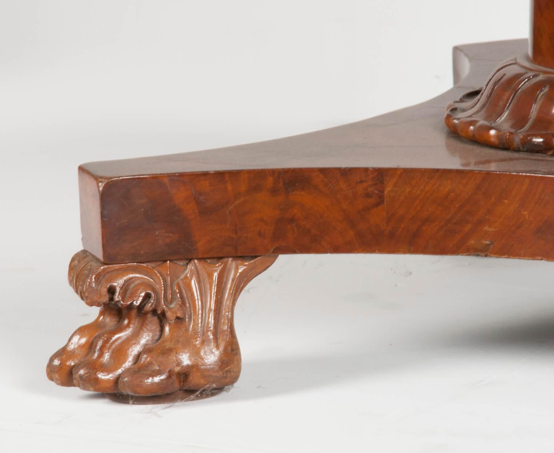 19th Century English Empire Style Mahogany Pedestal Dining Table