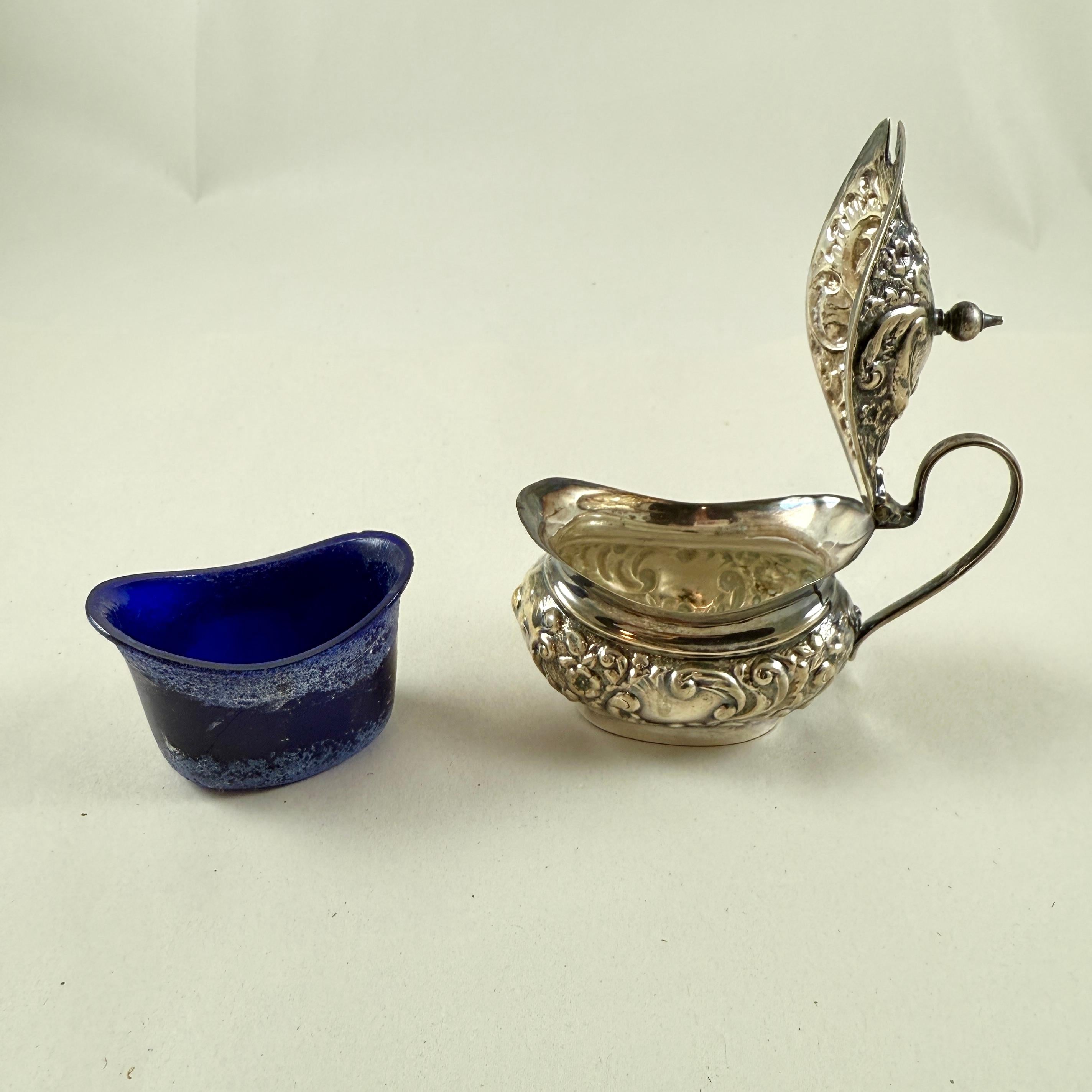 Salière anglaise EPNS ornée d'argent en vente 1