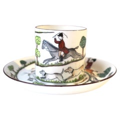 English Equestrian and Hunting Dog Espresso Coffee or Tea Demitasse Cup Saucer