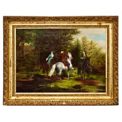 Scena equestre inglese olio su tela di Elizabeth Shelly Shelly