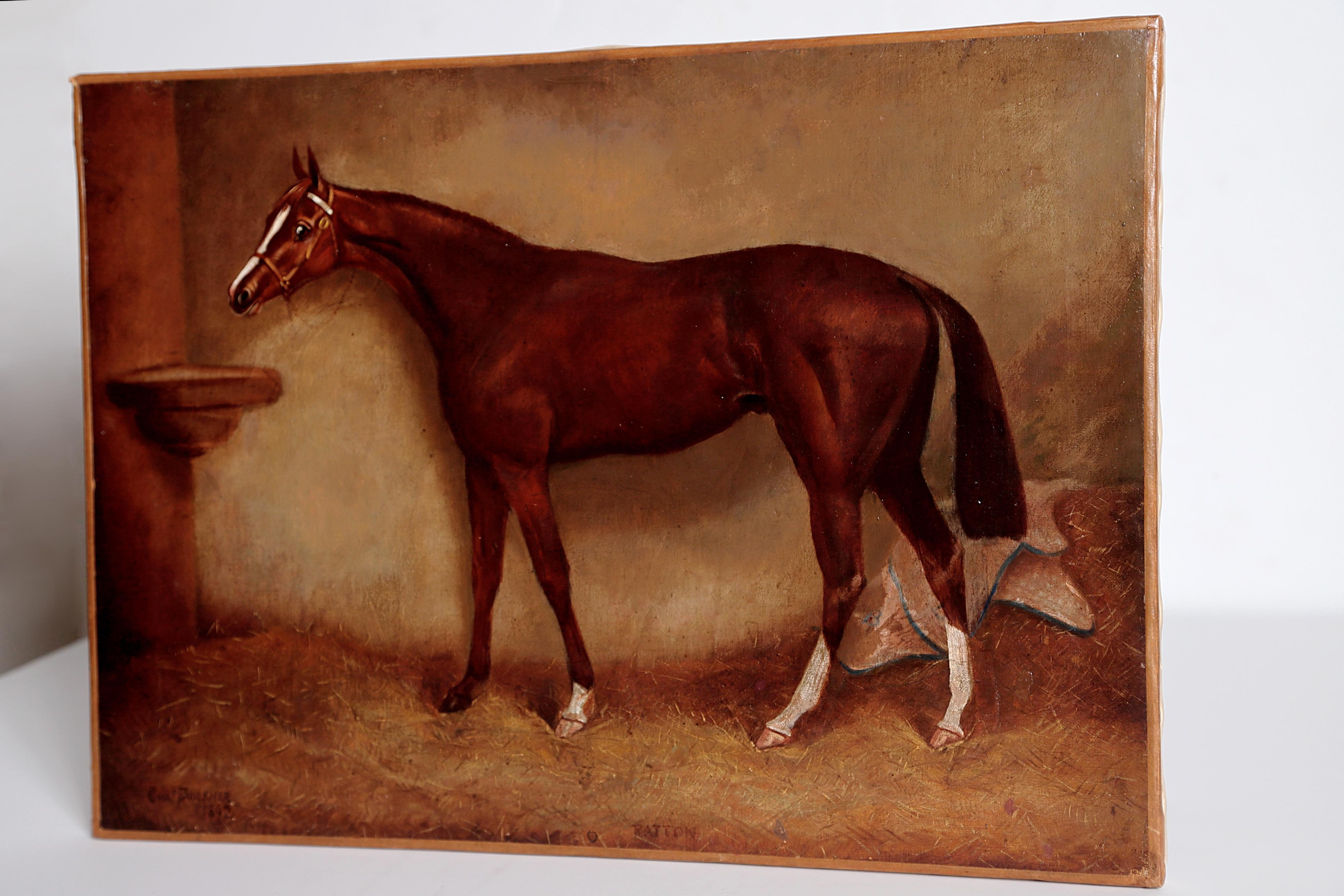 Hand-Painted English Equine Portrait / Ratton by Charles Faulkner '1833-1892' Unframed