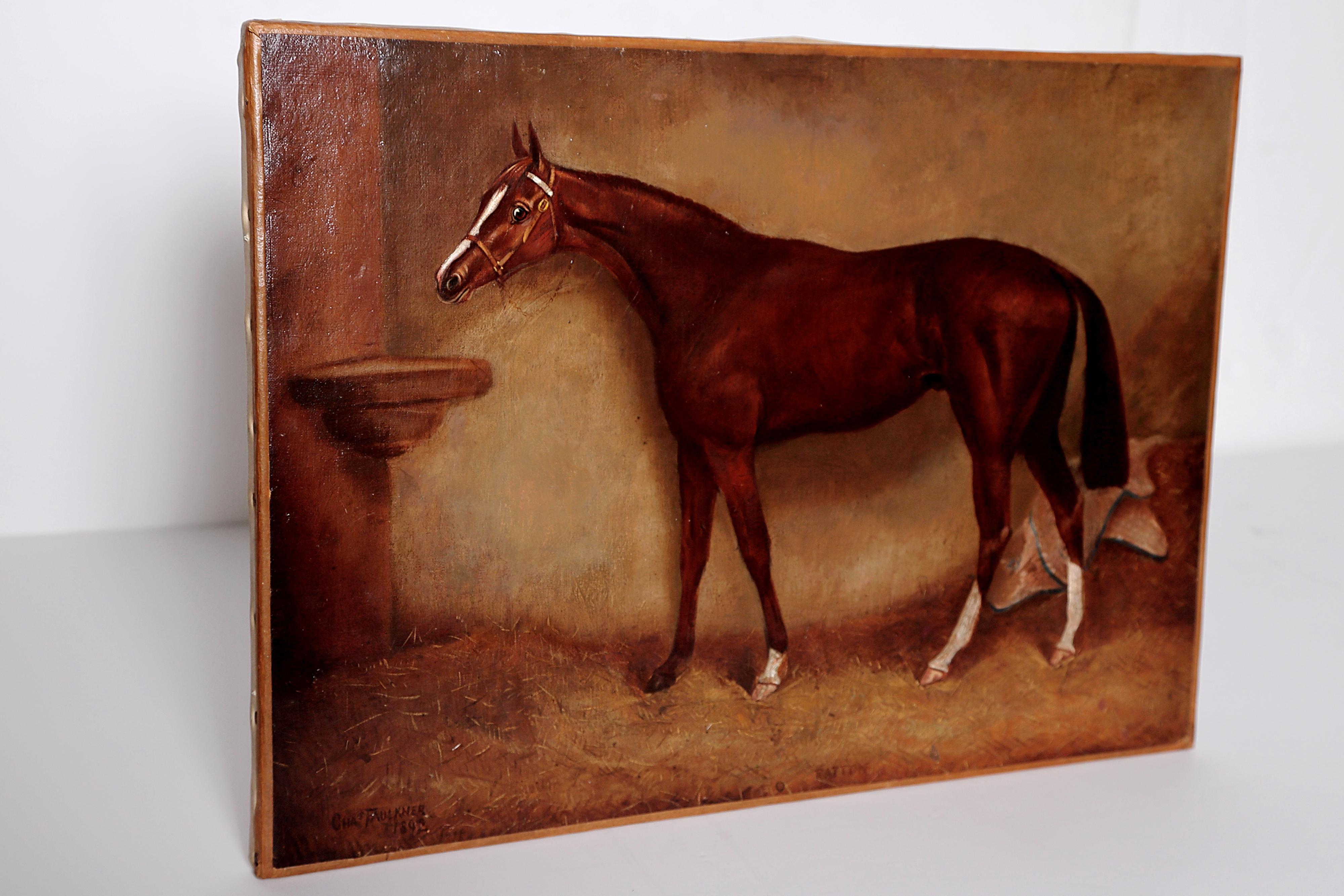 English Equine Portrait / Ratton by Charles Faulkner '1833-1892' Unframed In Good Condition In Dallas, TX