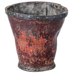 English Estate 19th Century Red Leather Fire Bucket