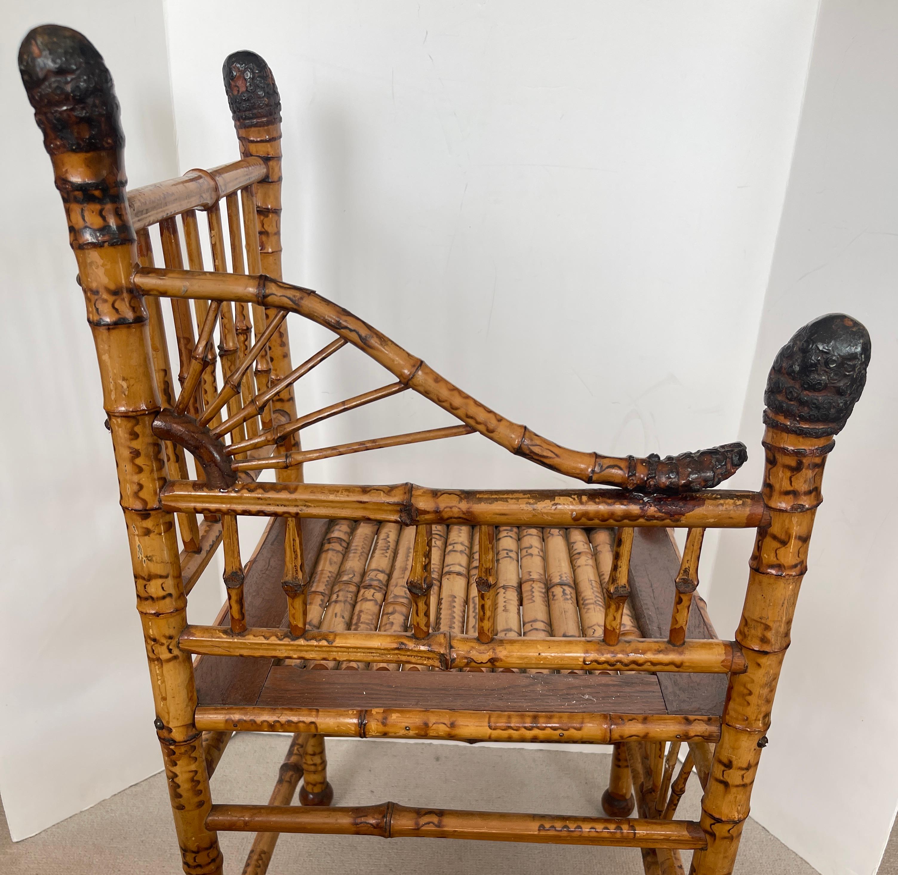 British English Esthetic Movement Root Bamboo Corner Chair, 1890-1900