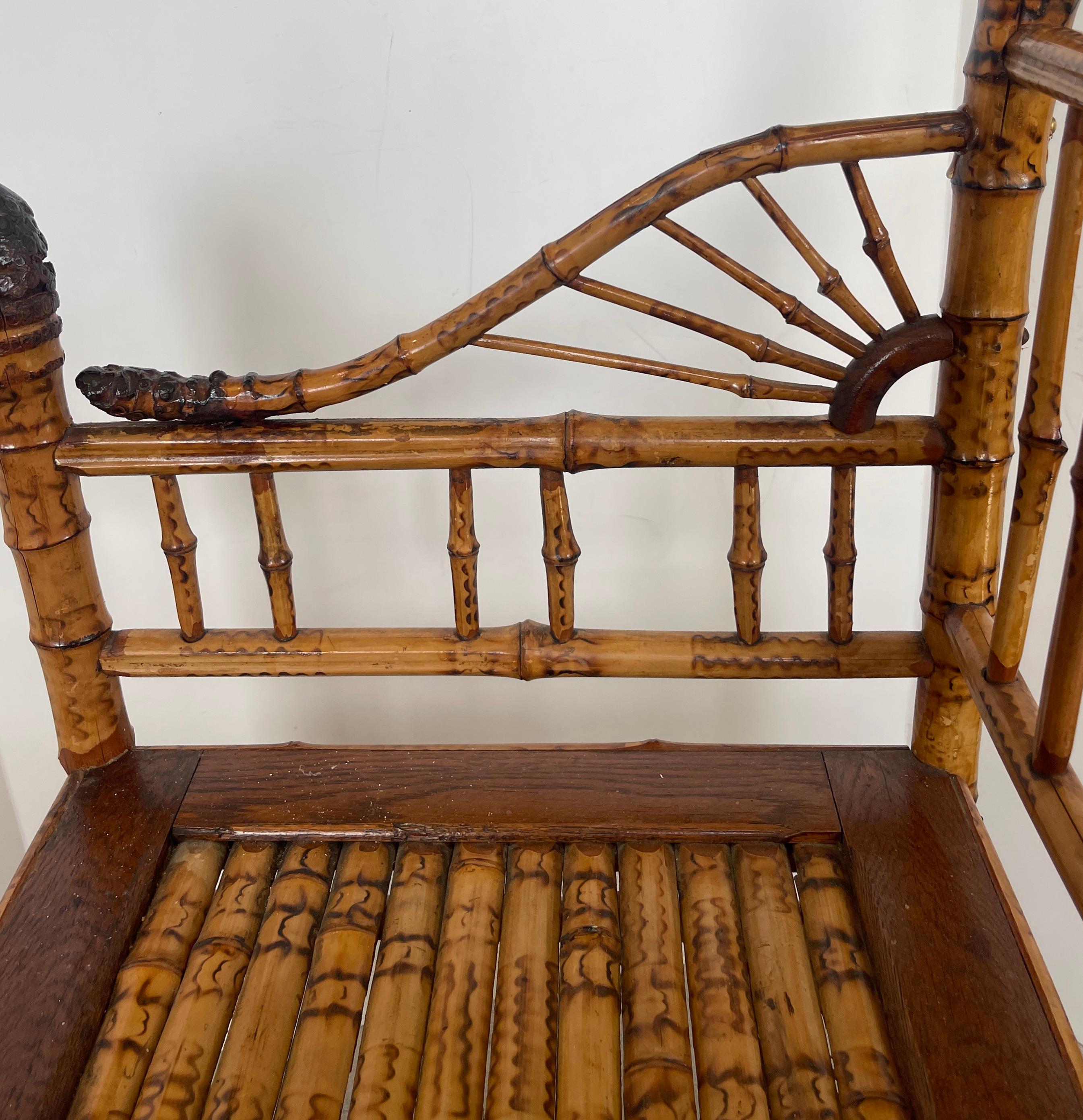 Late 19th Century English Esthetic Movement Root Bamboo Corner Chair, 1890-1900
