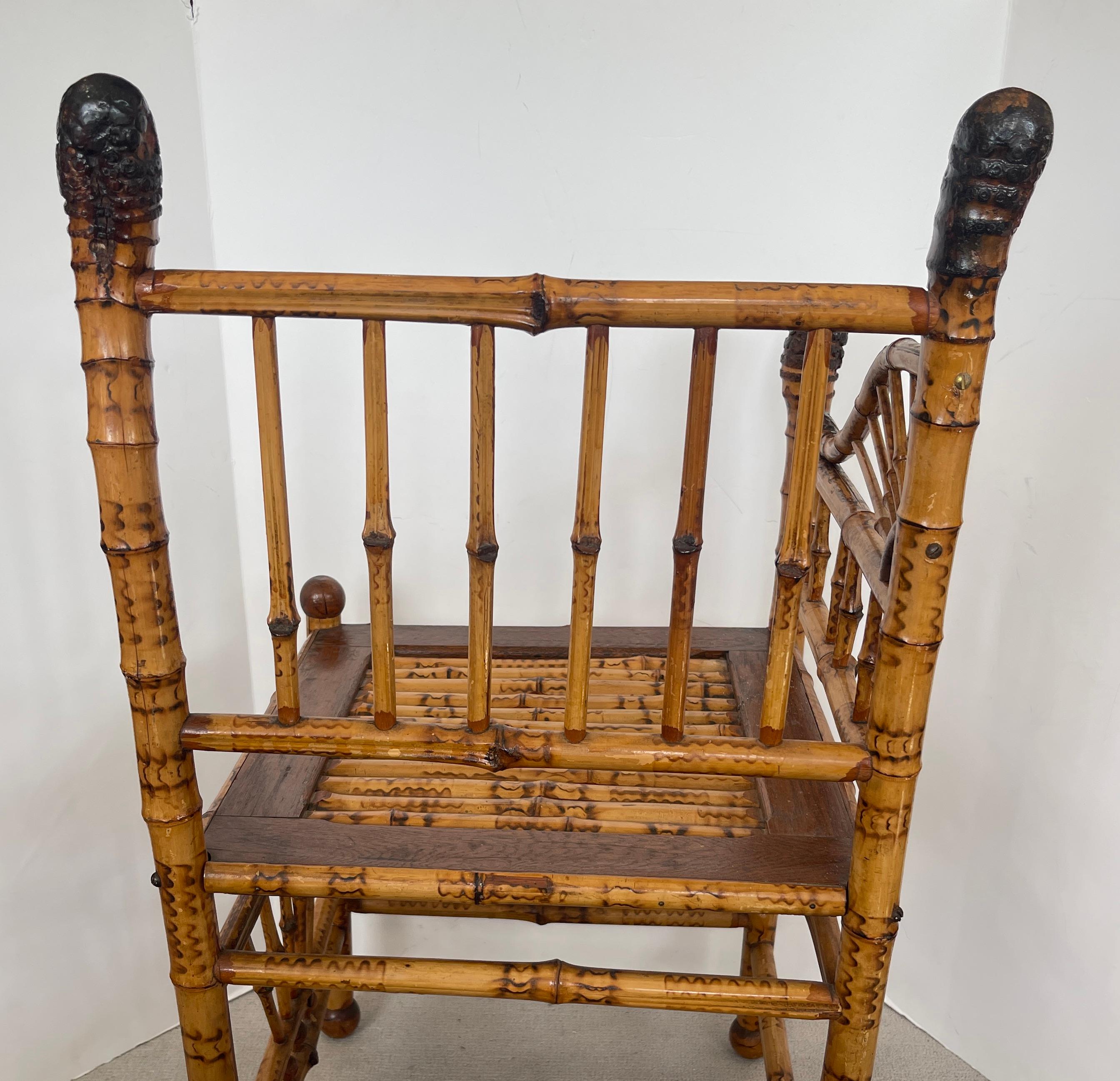 English Esthetic Movement Root Bamboo Corner Chair, 1890-1900 1