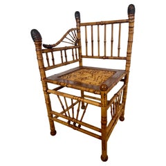 Fauteuil d'angle en bambou racine du mouvement esthétique anglais, 1890-1900