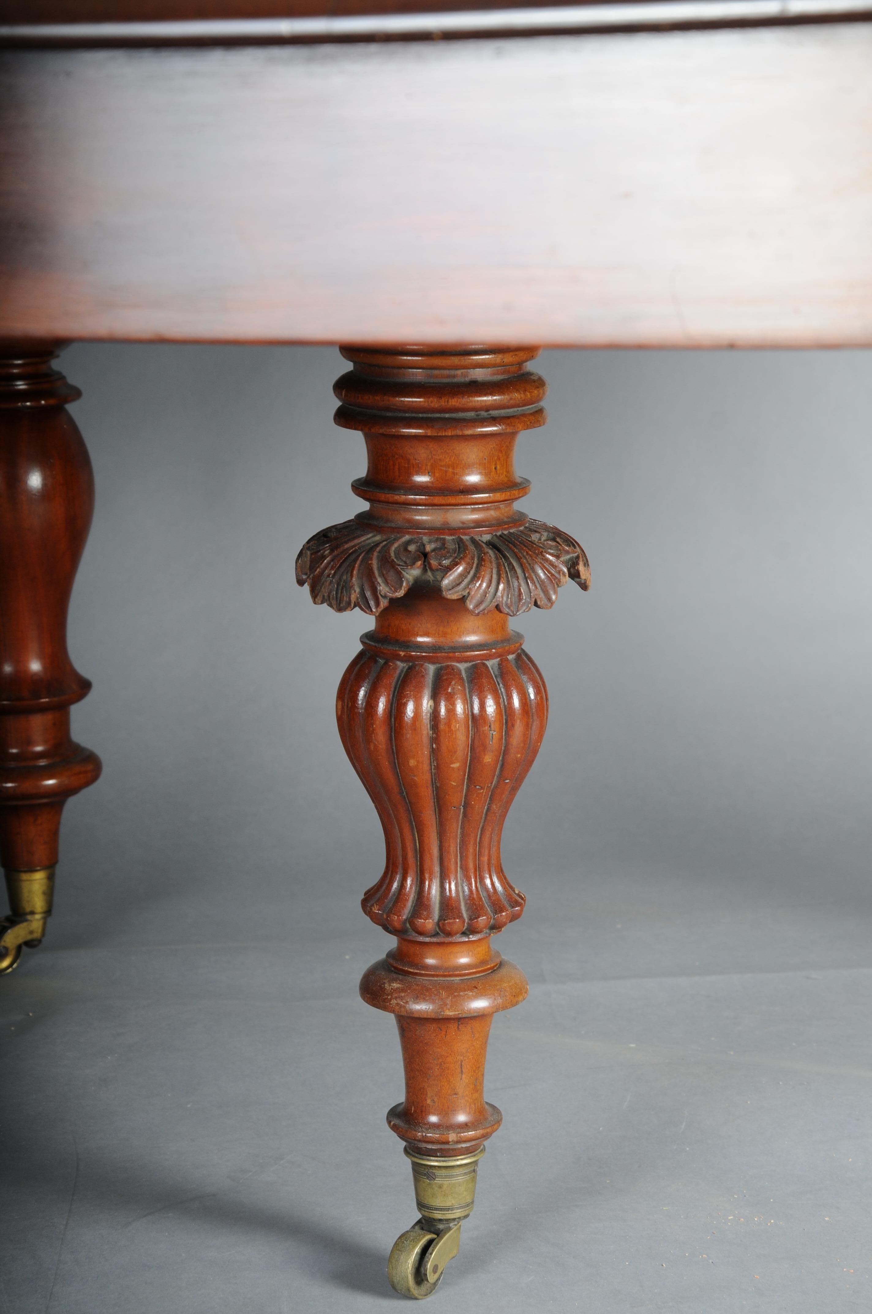 Brass English Extendable Dining Table, Mahogany, circa 1860 For Sale