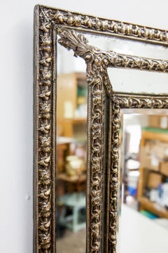 English Faceted Brass and Glass Mirror