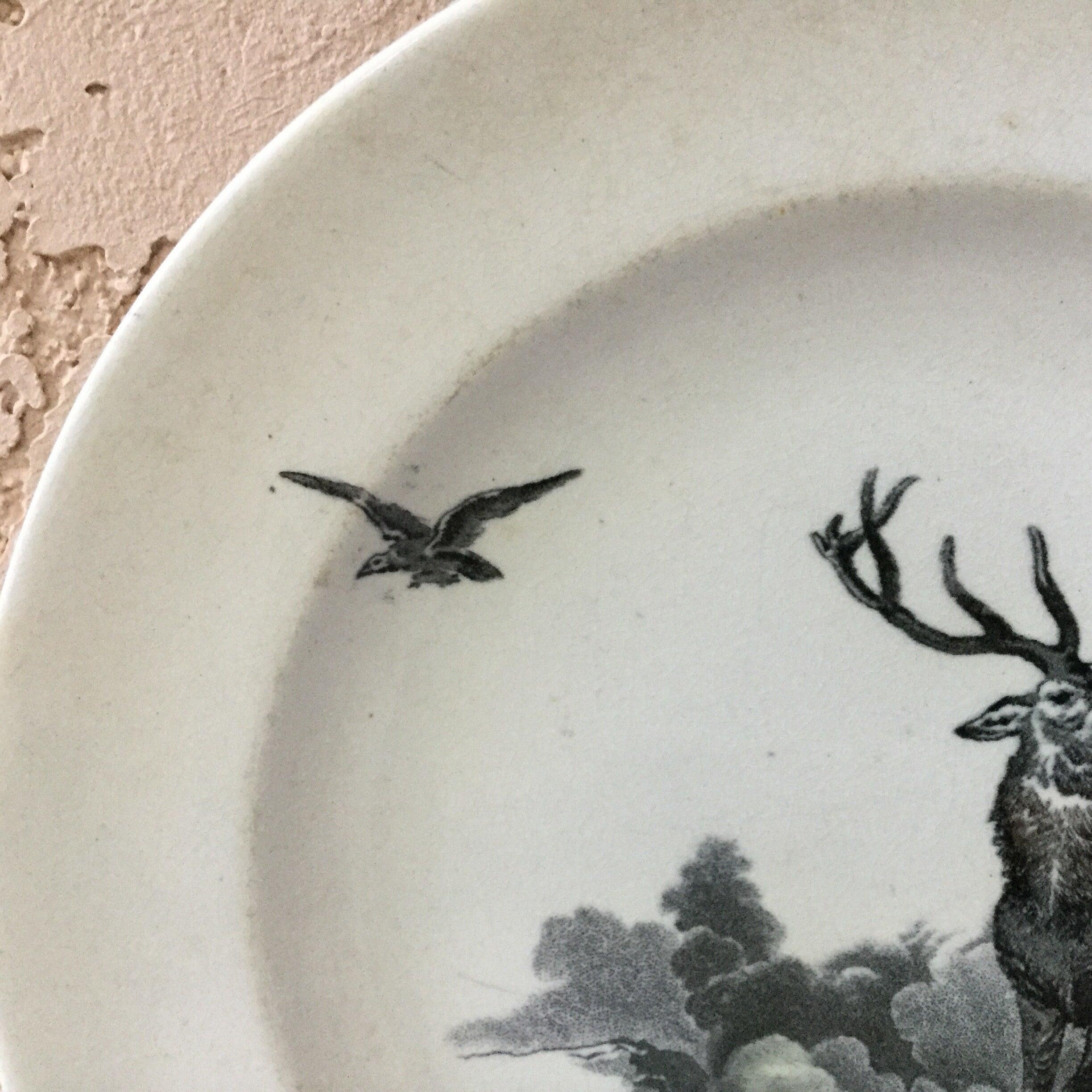 English faience hunt plate signed brownfield, circa 1875.
Hunt scene with mountain landscape, bird and deer.
Monarch of the Glen.