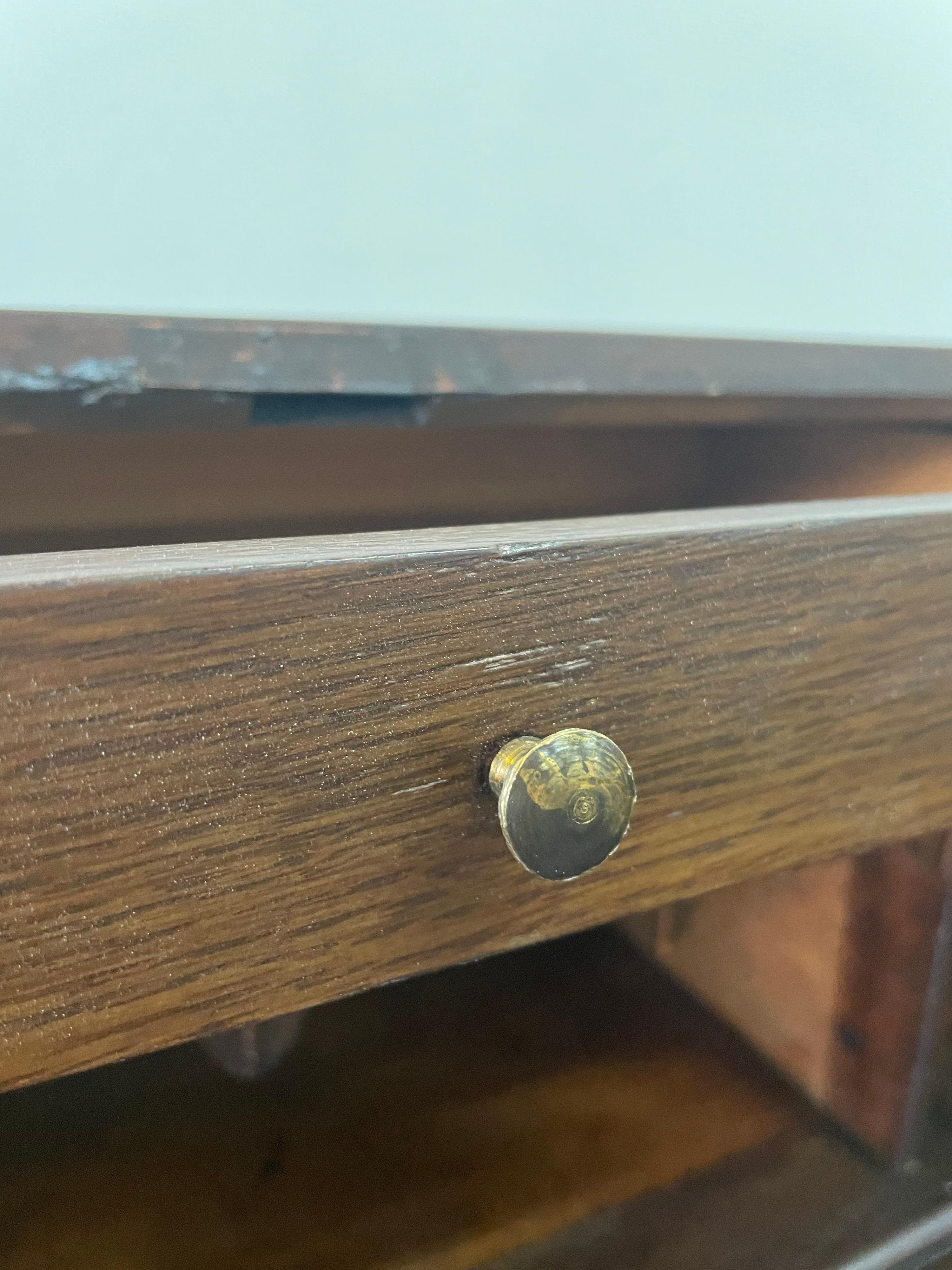 English Fall-Front Secretary Desk in Carved Oak, Circa 1800 For Sale 7