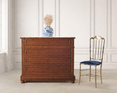 Comodino in stile Aesthetic Movement "Faux Bamboo" con piano in marmo