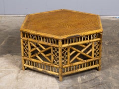 English Faux Bamboo and Cane Hexagonal Coffee Table, circa 1900