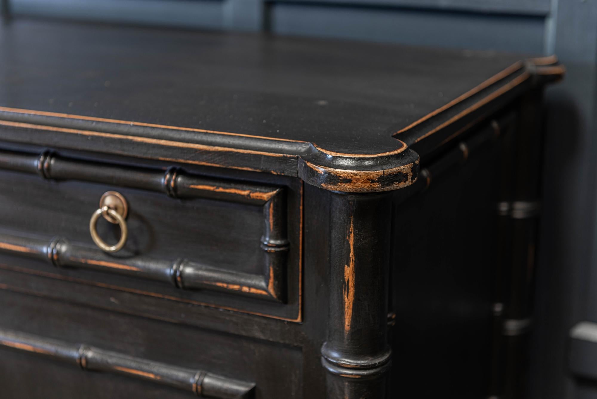 English Faux Bamboo Ebonized Sideboard Dresser/Vanity 3