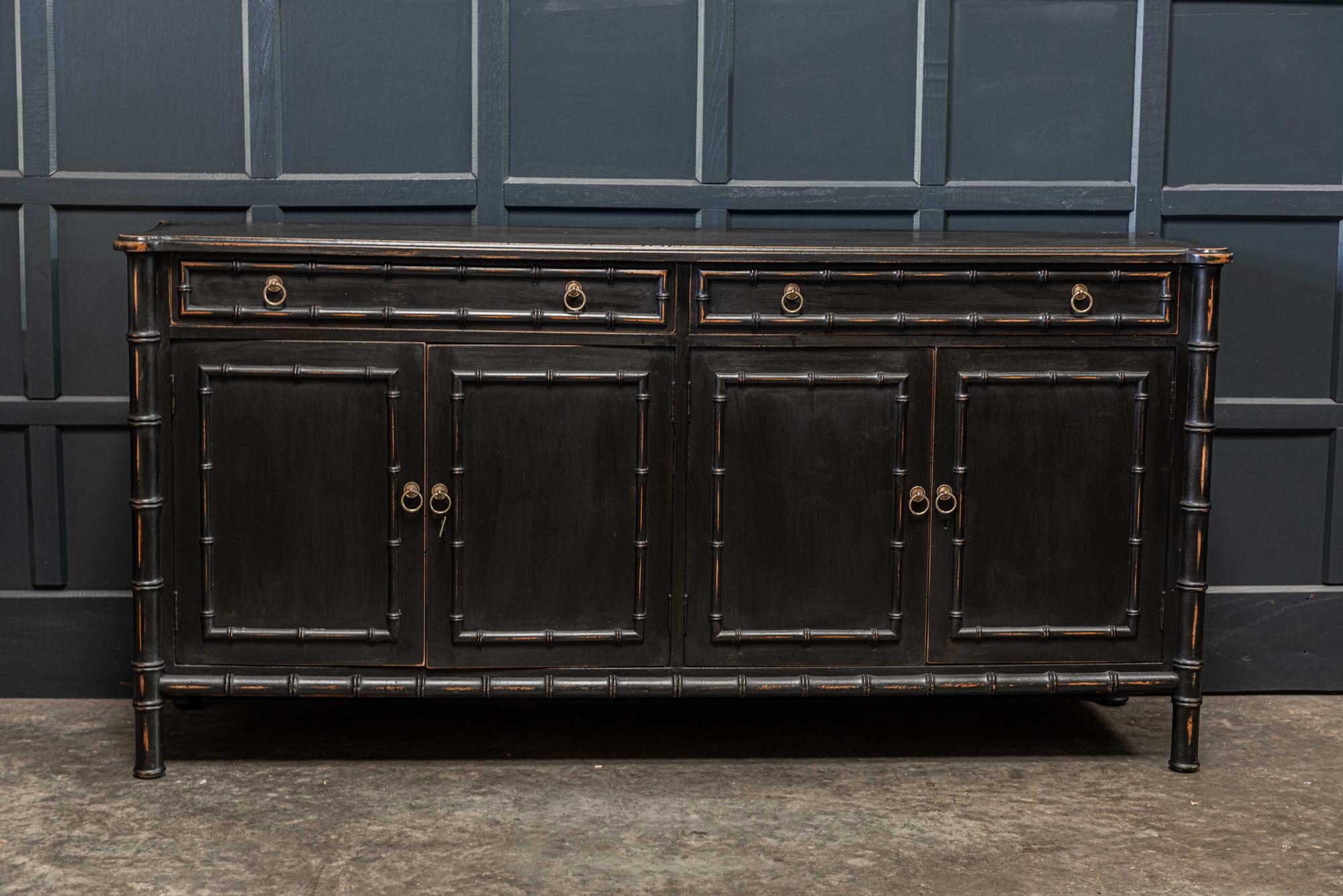 English Faux Bamboo Ebonized Sideboard Dresser/Vanity 4