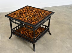 Englischer Faux Bamboo Low Table mit neuer Farbe und Decoupage