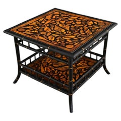 Englischer Faux Bamboo Low Table mit neuer Farbe und Decoupage