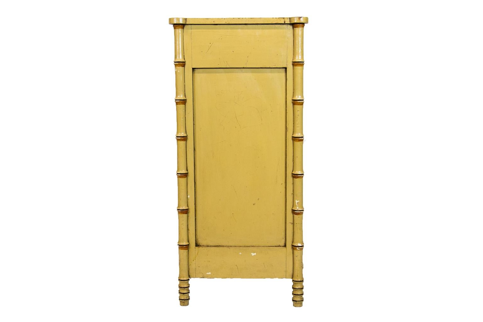 English Faux Bamboo Painted Bed Side Cupboard 2