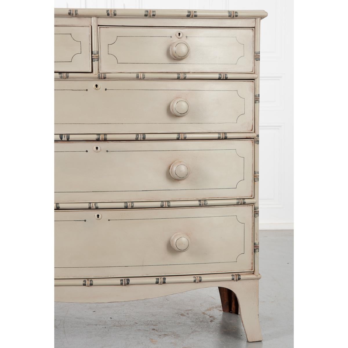 19th Century English Faux Bamboo Painted Pine Chest