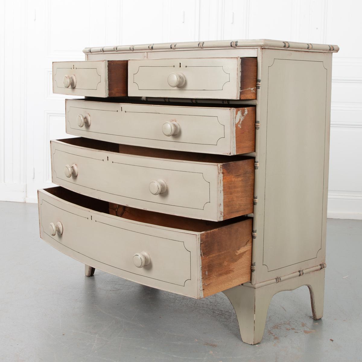 English Faux Bamboo Painted Pine Chest 1