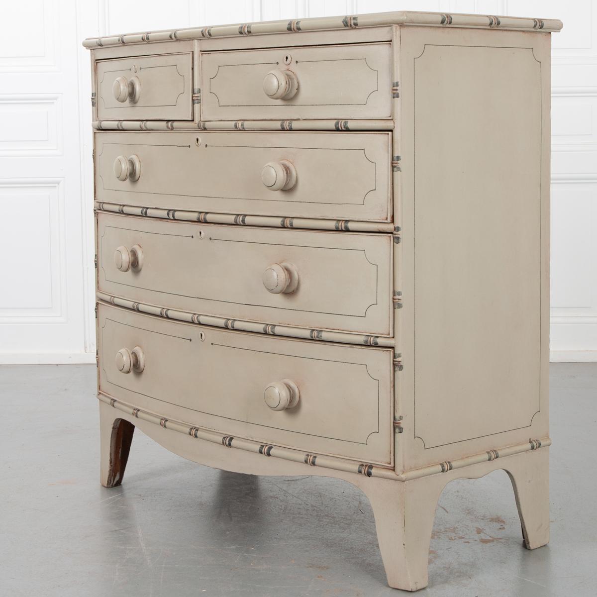 English Faux Bamboo Painted Pine Chest 3