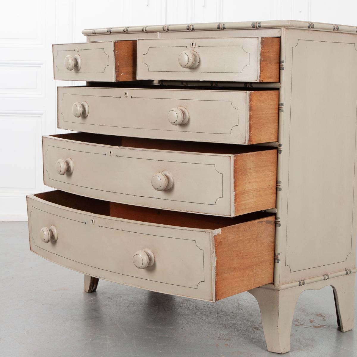 English Faux Bamboo Painted Pine Chest 4