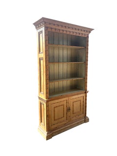 English Faux Bamboo Pine Bookcase Cabinet