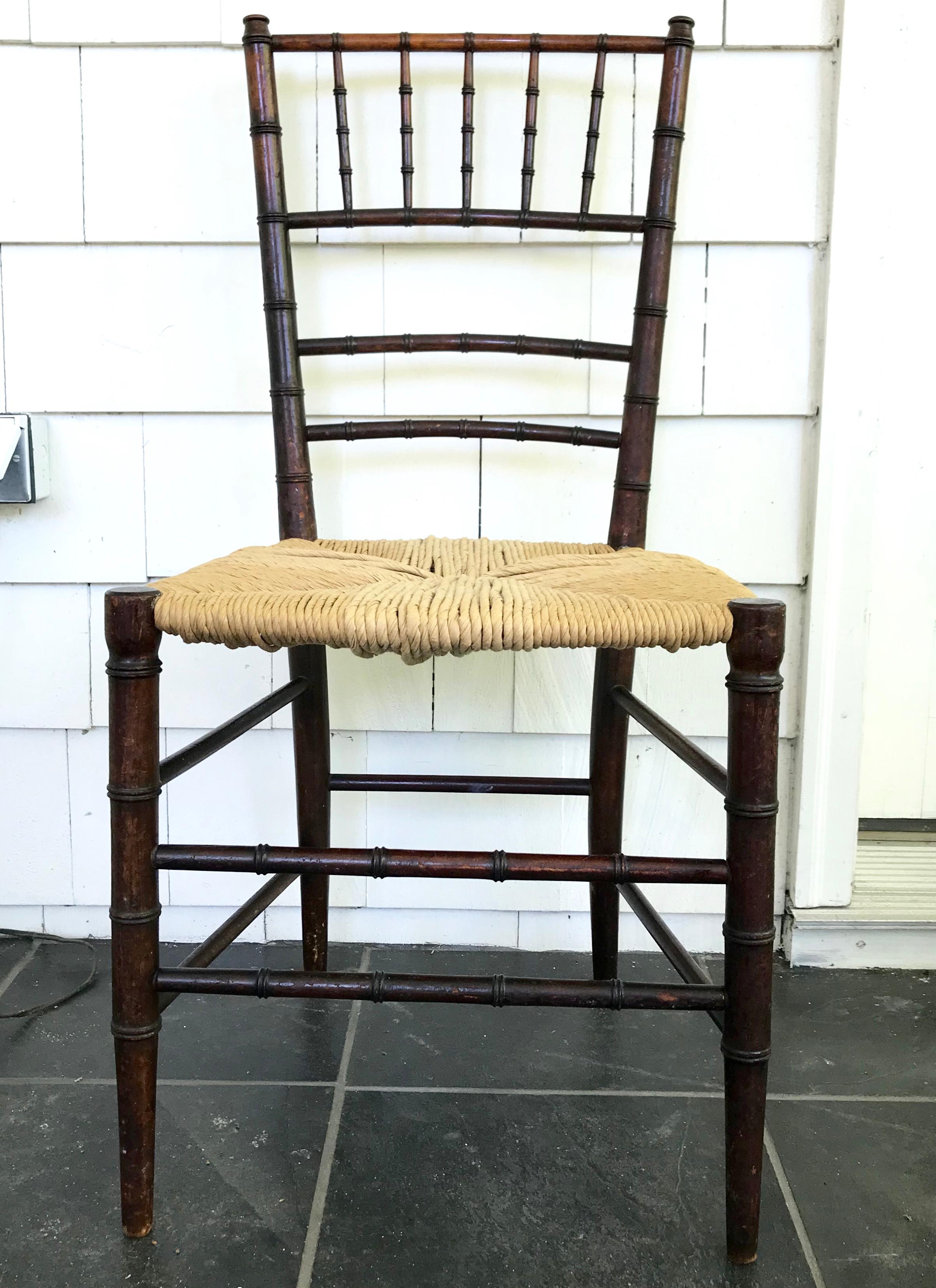 English Faux Bamboo Side Chair In Good Condition For Sale In New York, NY