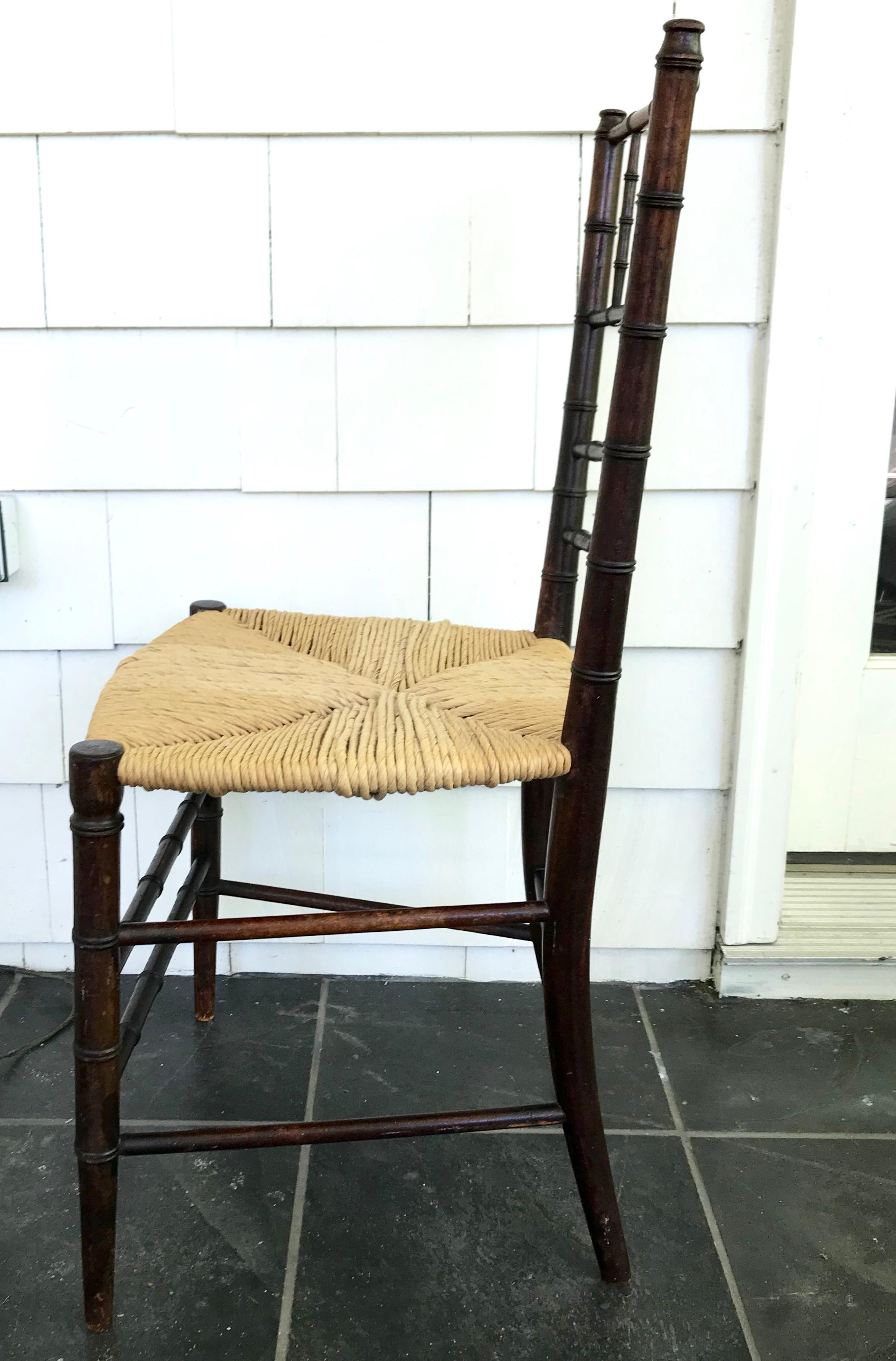 19th Century English Faux Bamboo Side Chair For Sale
