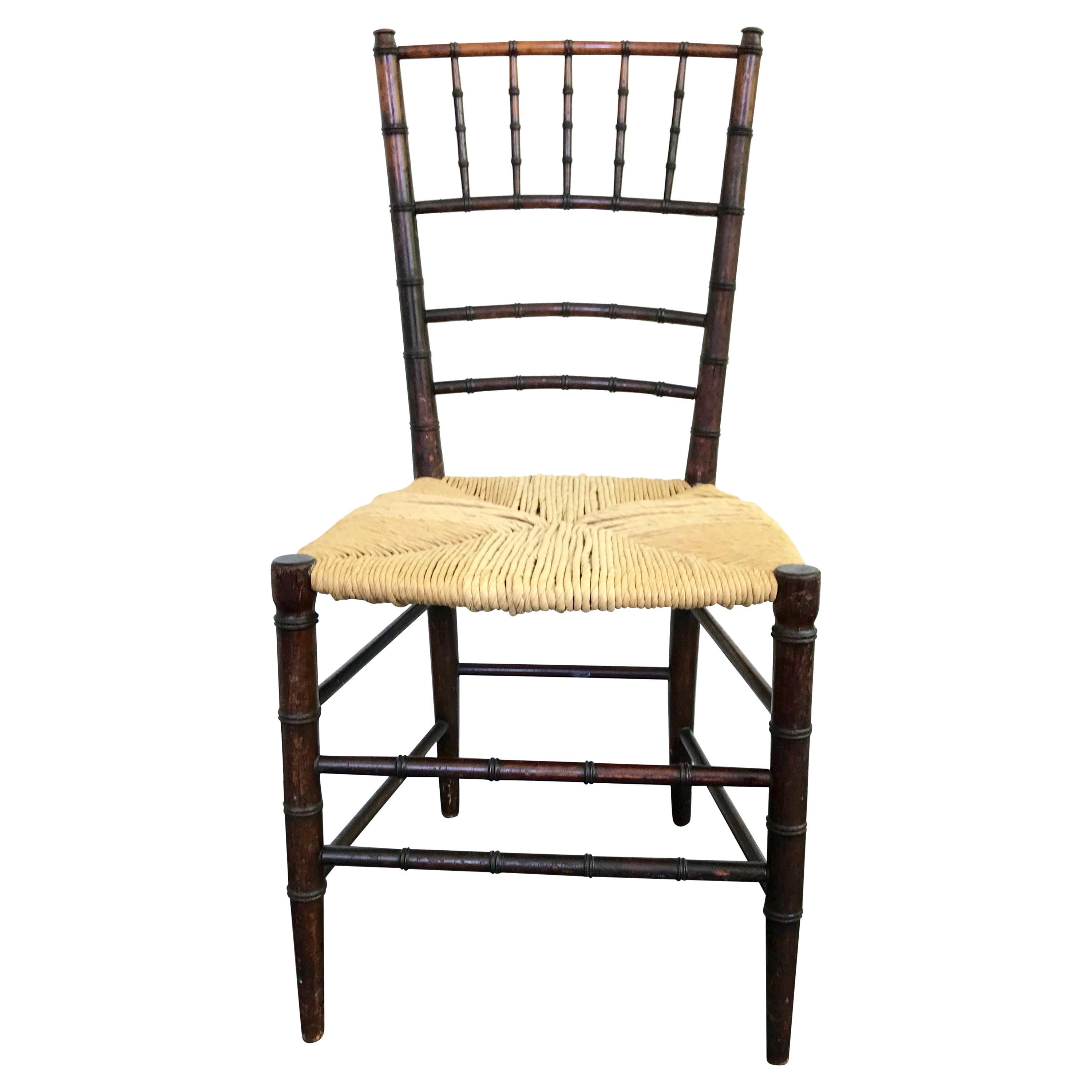English Faux Bamboo Side Chair For Sale