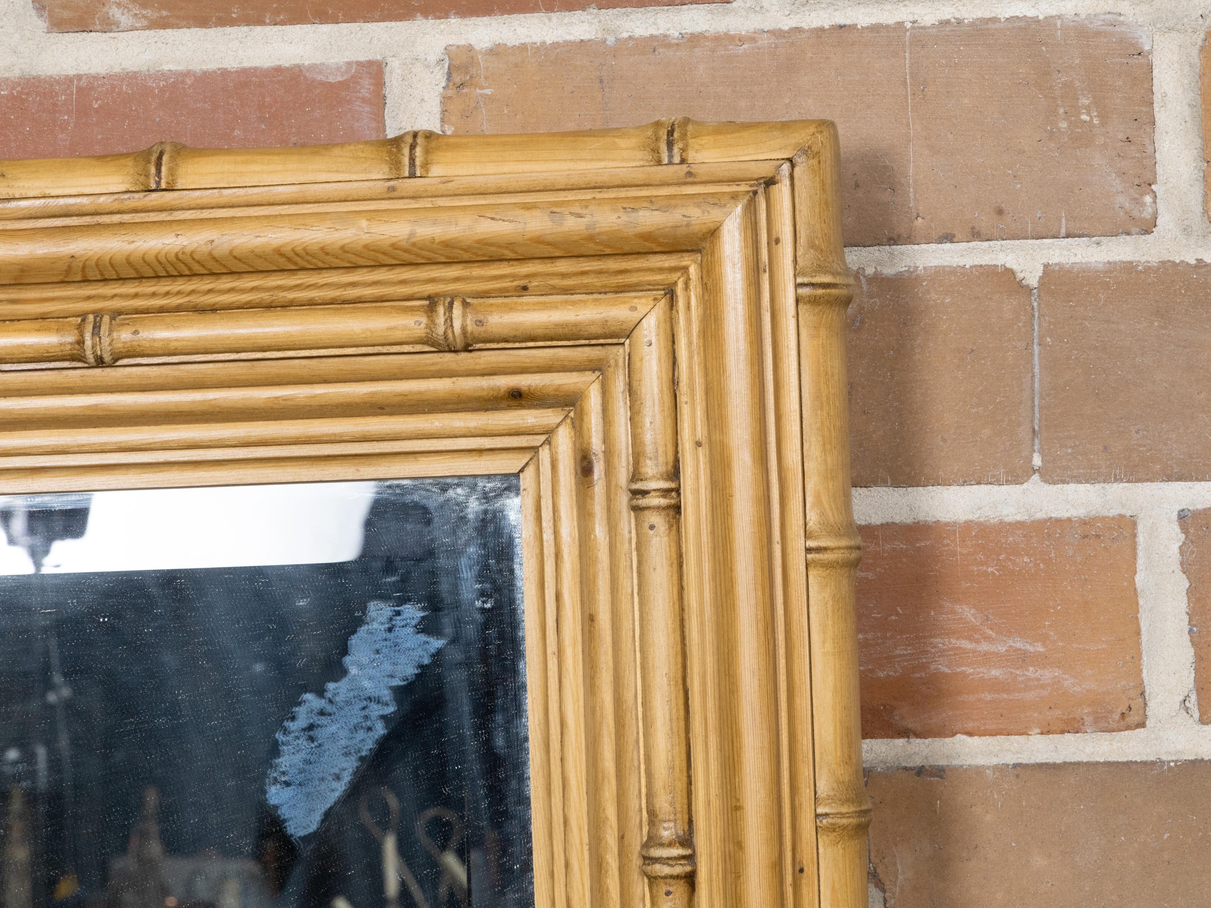 Rustique Miroir mural anglais en faux bambou avec verre biseauté, vers 1890 en vente