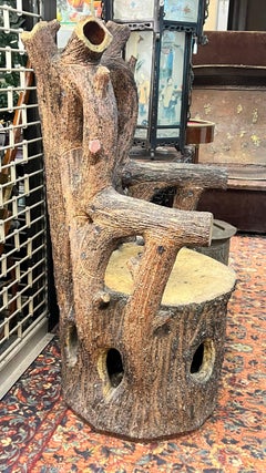 English Faux Bois Majolica Garden Seat Attributed to Minton